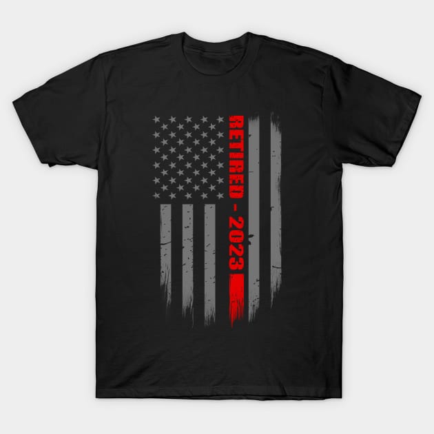 Retired Firefighter 2023 Thin Red Line Flag Gift For Retired Firefighters T-Shirt by bluelinemotivation